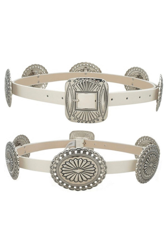 Multi Buckle Black Faux Leather Chain Belt