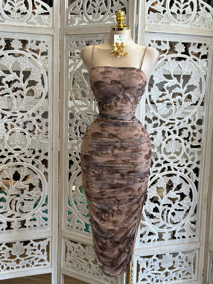 Multipattern Cami Midi Dress -Estira, Stretchy