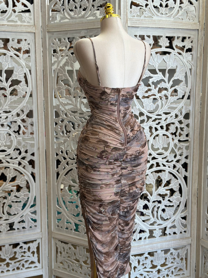 Multipattern Cami Midi Dress -Estira, Stretchy