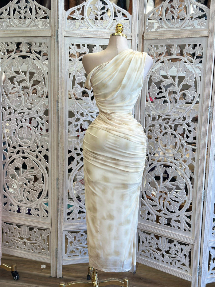 Neutral Tie Dye Midi Dress -Stretchy, Estira