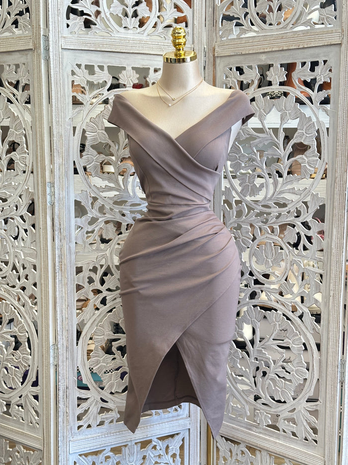 Neutral Wrapped Dress-Stretchy, Estira