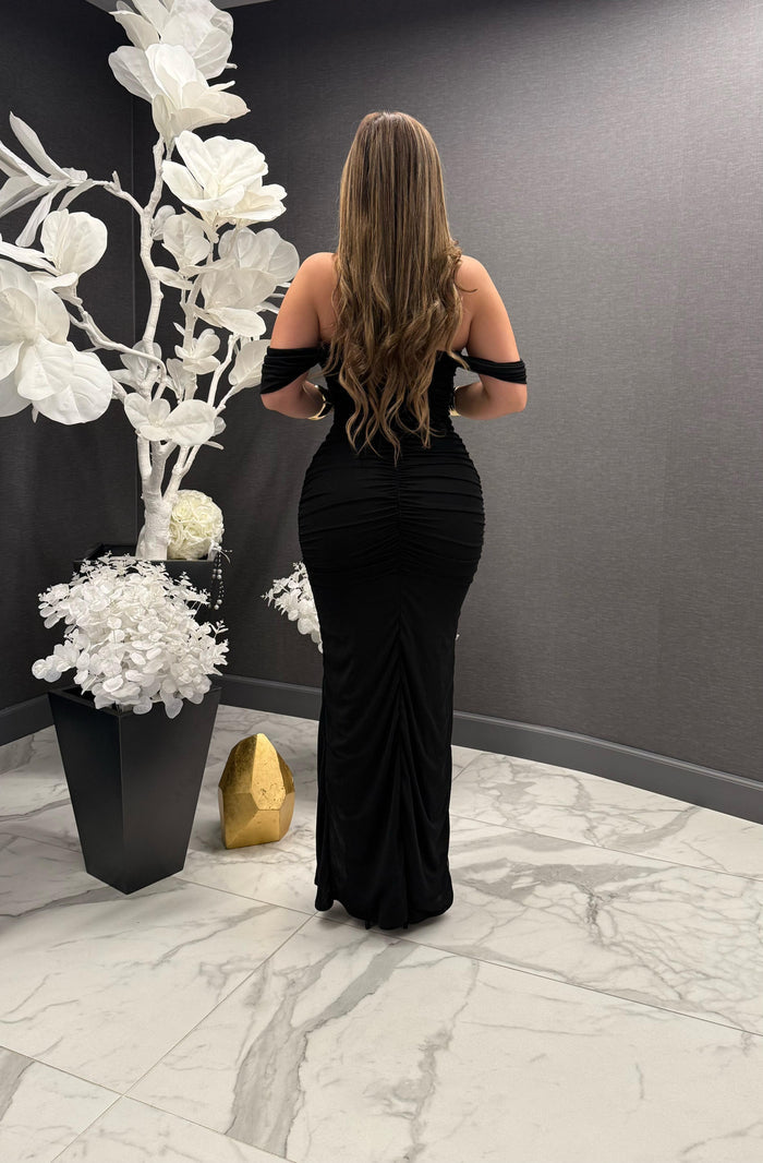 Off Shoulder Elegant Dress- Estira, Stretchy