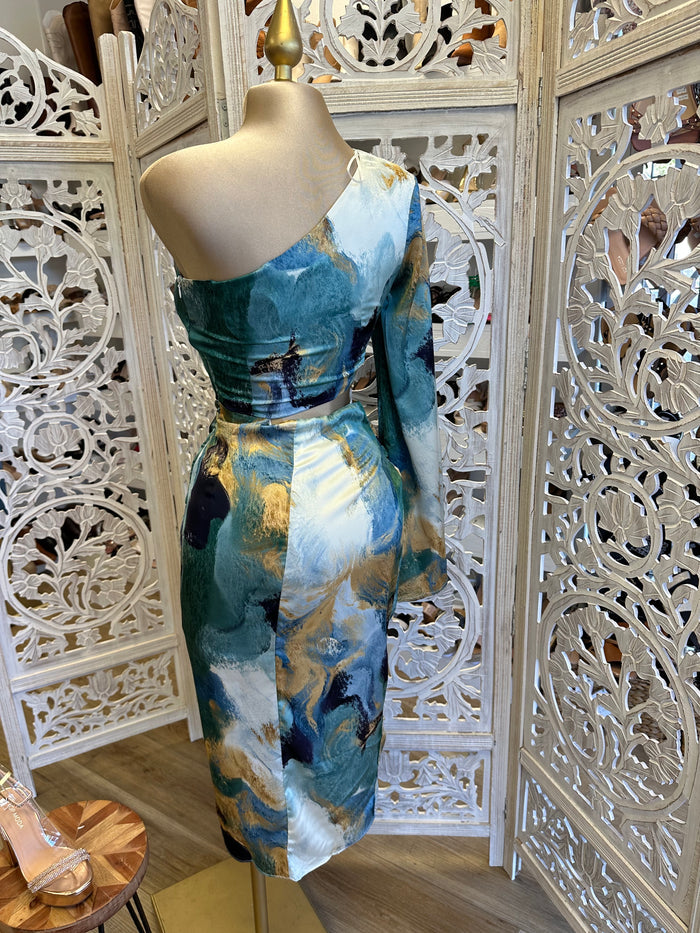 One Sleeve Tie Dye Dress
