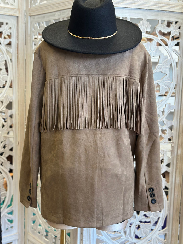 Oversized Fringe Coat- Stretchy, Estira