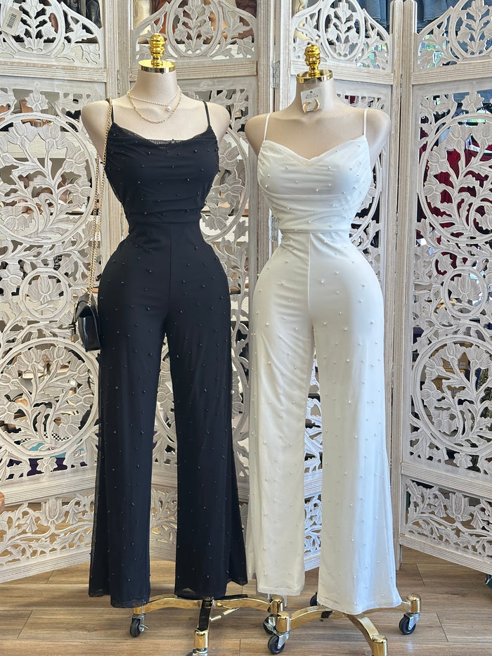 Pearl Embellished Jumpsuits-Stretchy, Estira