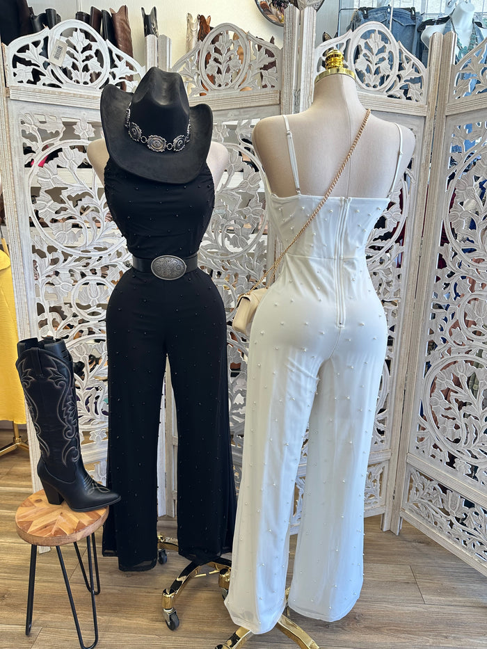 Pearl Embellished Jumpsuits-Stretchy, Estira