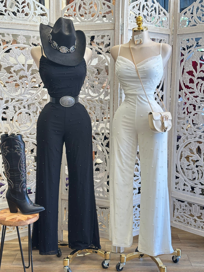 Pearl Embellished Jumpsuits-Stretchy, Estira