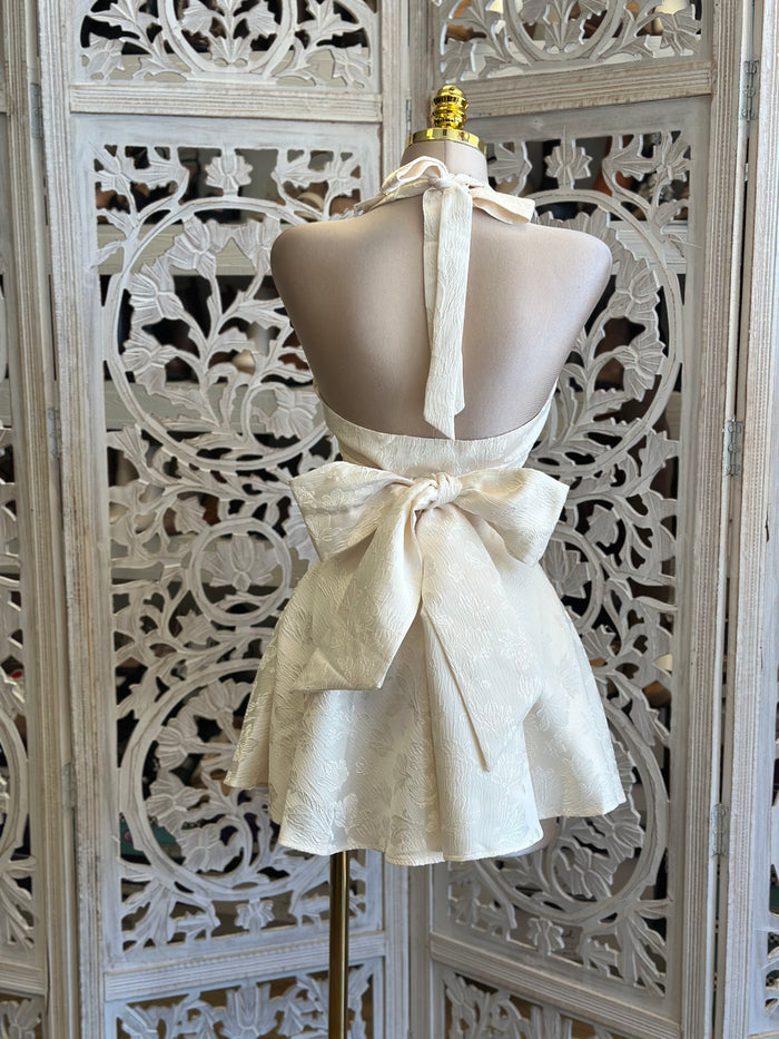 Pearl Flare Embroidered Mini Dress- Not Stretchy, No Estira