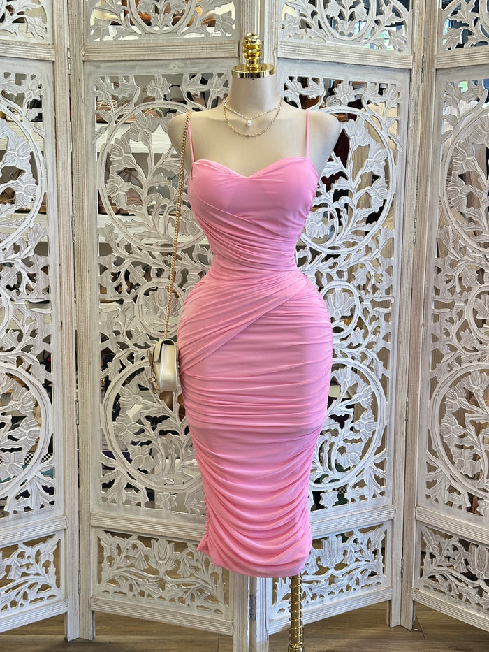 Pink Cami Midi Dress-Stretchy, Estira