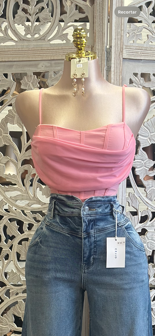 Pink Corset Mini Top- Estira, Stretchy