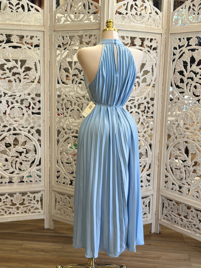 Pleated Sky Blue Dress -Stretchy, Estira