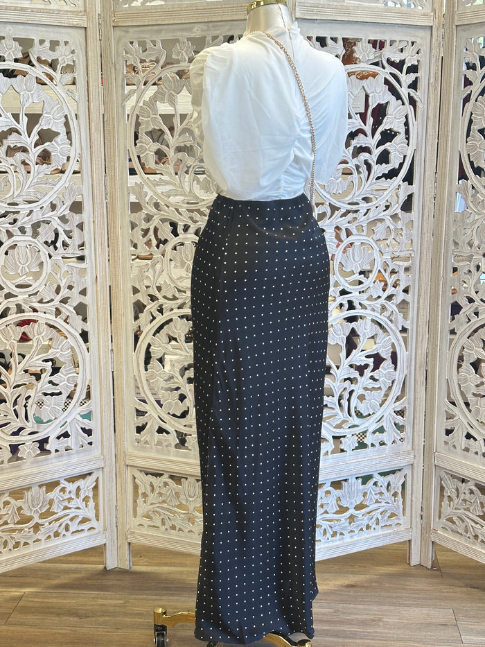 Polka Maxi Skirt-  Not Stretchy ,  No Estira