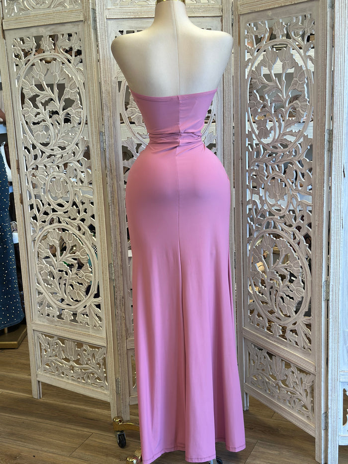 Pretty in Pink Heartline Dress-Estira, Stretchy