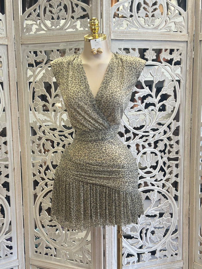 Printed Glittery Mini Dress- Slightly Stretchy,Estira Poco
