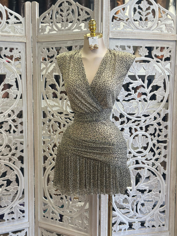 Printed Glittery Mini Dress- Slightly Stretchy,Estira Poco