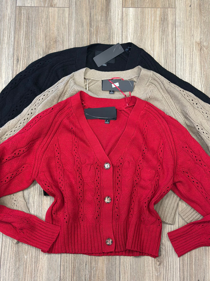 Red Button up Knit Sweater