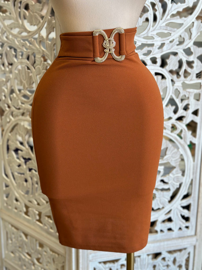 Rhinestone Belt Bodycon Skirt- Stretchy,Estira