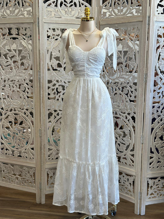 Ribbon Strap Embroidrered Dreamy Dress- Stretchy, Estira