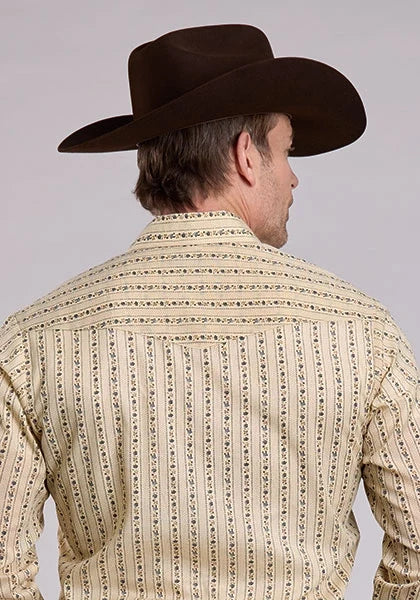 Roper 2661 Wallpaper Floral (Tan) - Men's Western Shirt