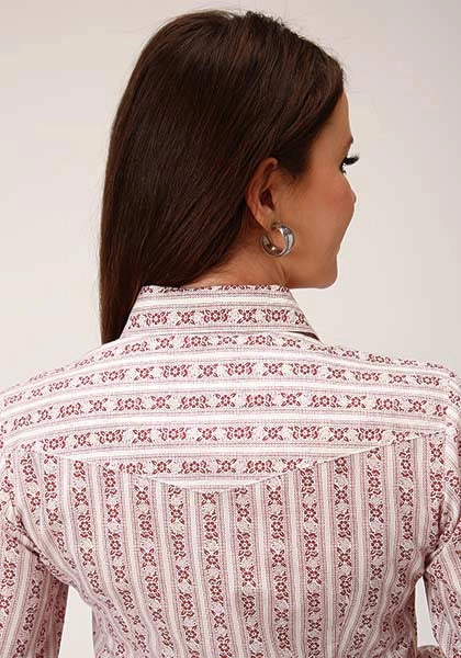 Roper 827 Wallpaper Print (Wine) - Women's Western Shirt
