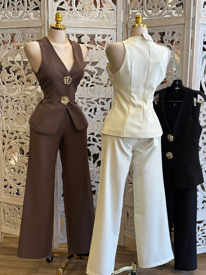Rose Brass Vest Set- Estira Poco , Slightly Stretchy
