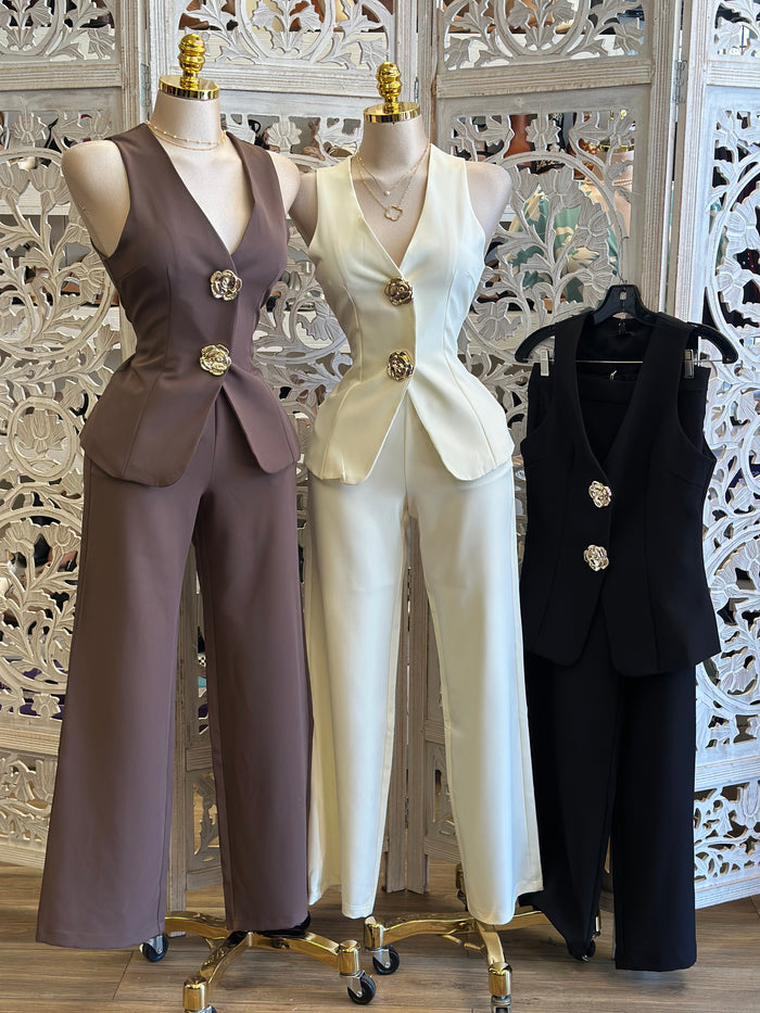 Rose Brass Vest Set- Estira Poco , Slightly Stretchy