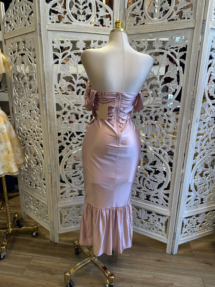Rose Gold Cocktail Dress- Estira, Stretchy