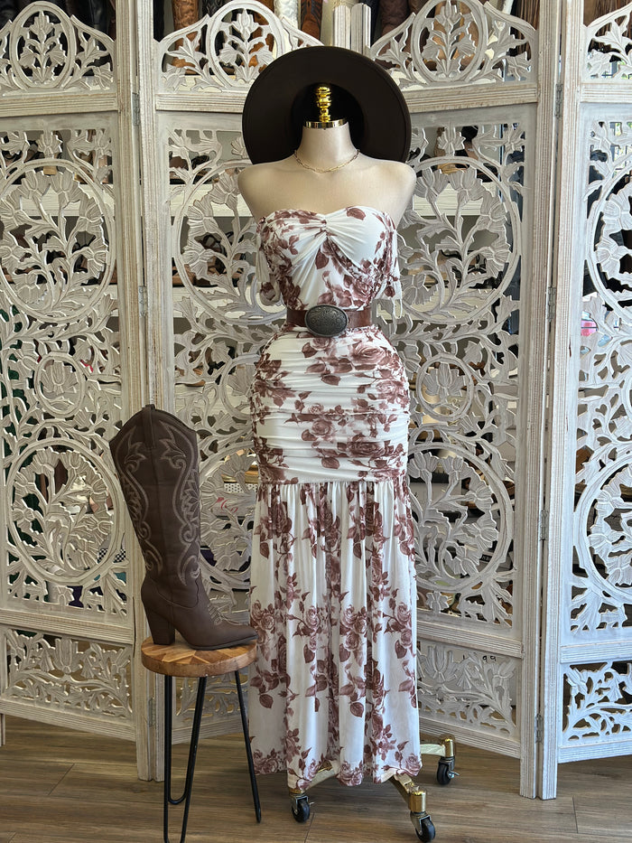 Rose Printed Maxi Dress- Stretchy, Estira