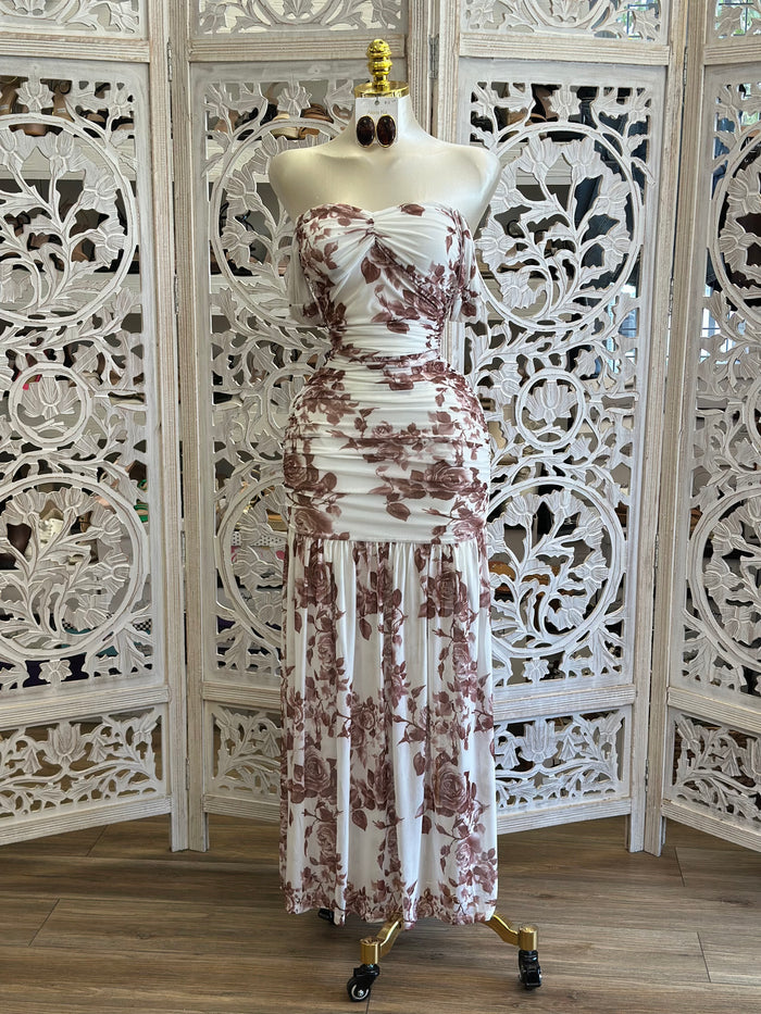 Rose Printed Maxi Dress- Stretchy, Estira