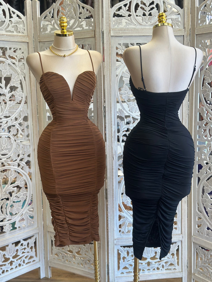 Ruched Heart Line Evening Dress - Estira , Stretchy