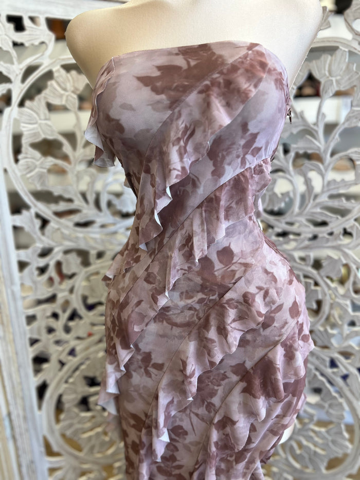 Ruffle Midi Flower Print Dress - Estira, Stretchy