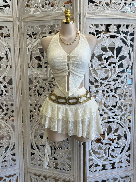 Ruffle Mini Skirt Set- Stretchy, Estira