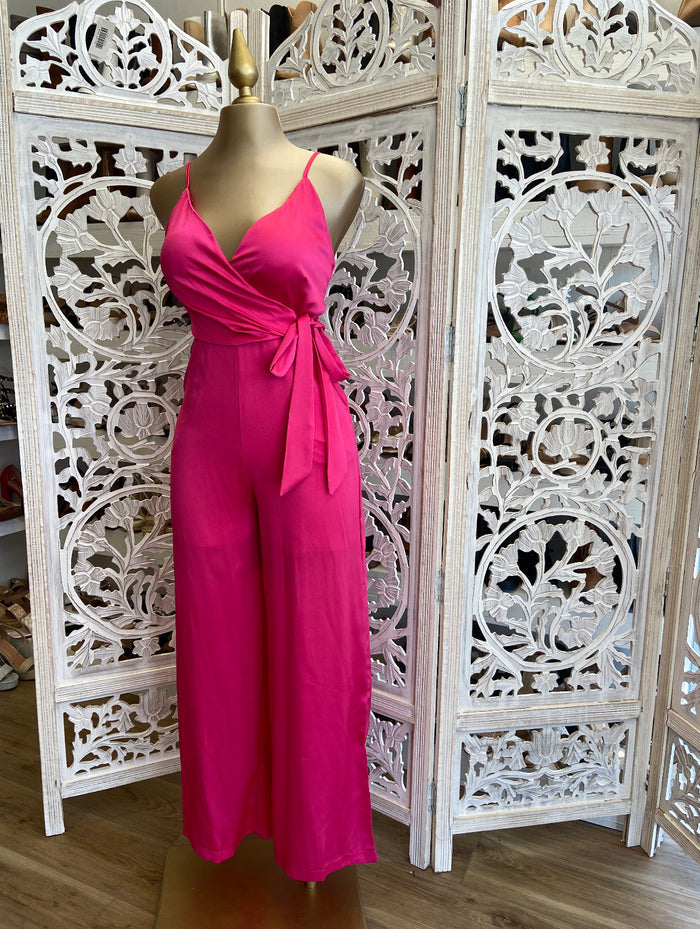 Satin Hot Pink Jumpsuit
