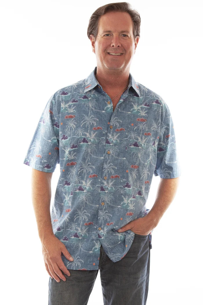 Scully Hawaiian Palm Tree (5311) - Men's Casual Shirt