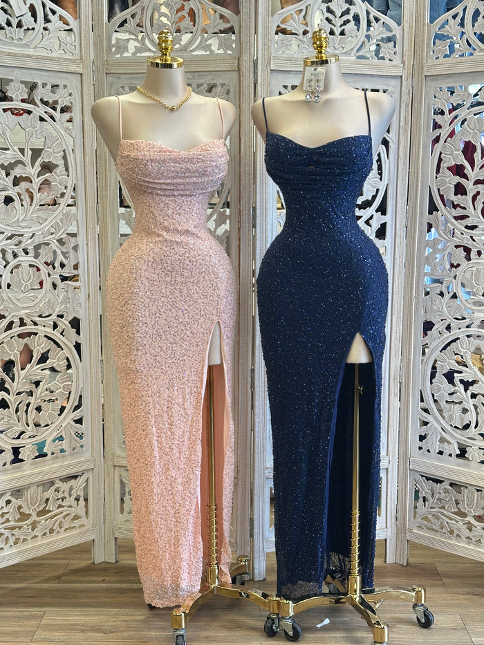 Sequin Cami Slit Dress - Estira, Stretchy