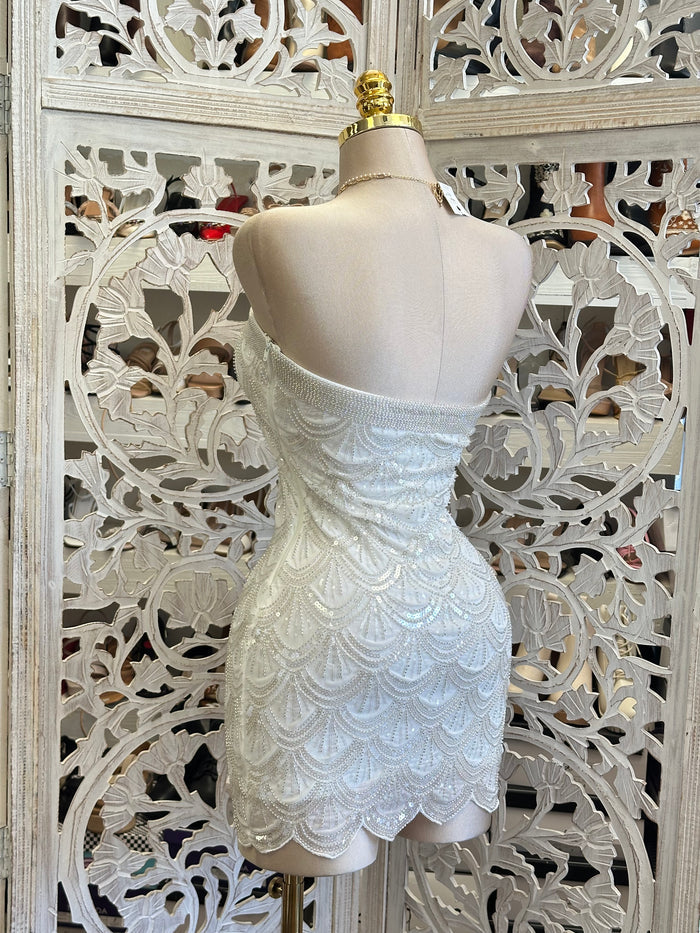 Sequin Pattern Mini Dress-Stretchy, Estira