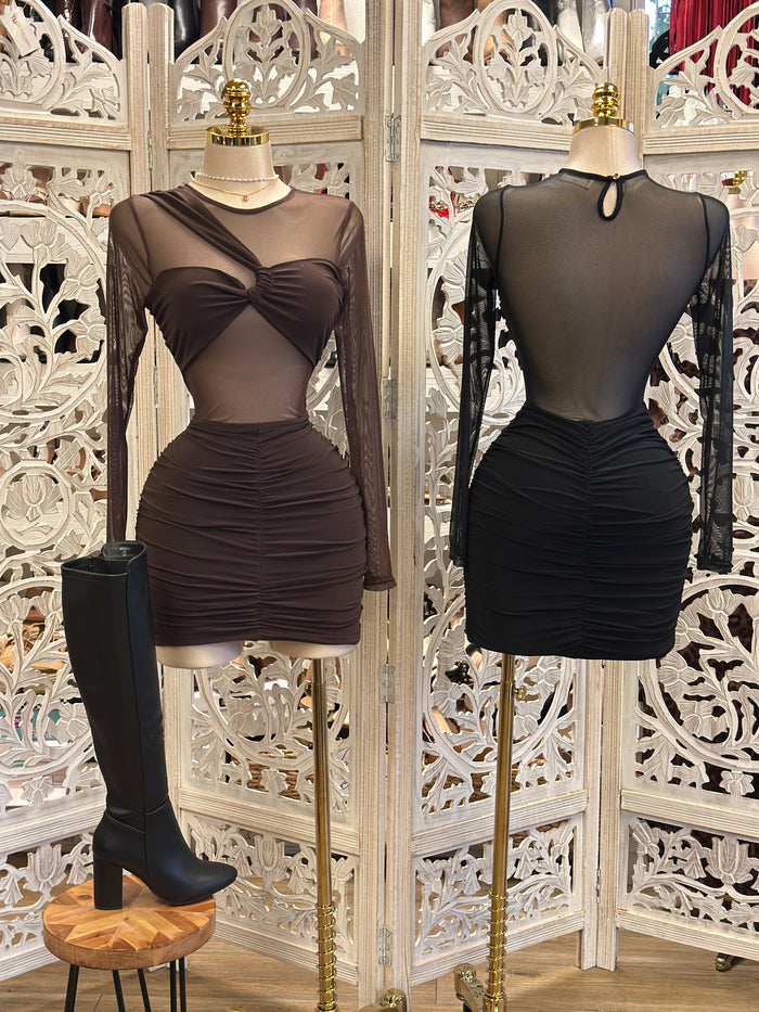 Sexy Lace Mesh Mini Dress- Stretchy,Estira