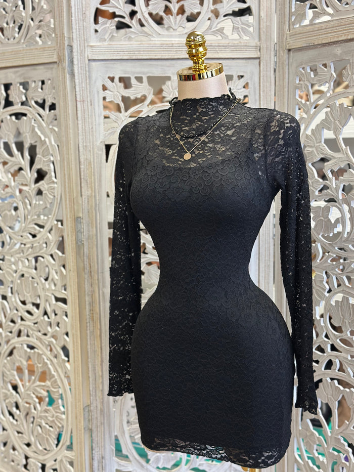 Sexy Lace Mini Dress- Stretchy,Estira poco
