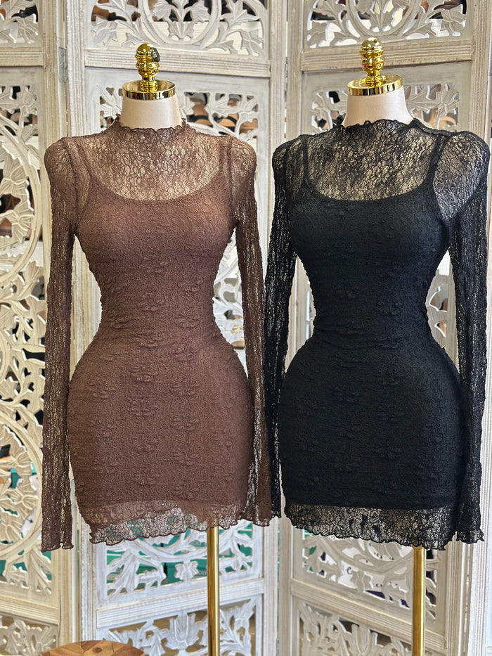Sexy Lace Mini Dress- Stretchy,Estira
