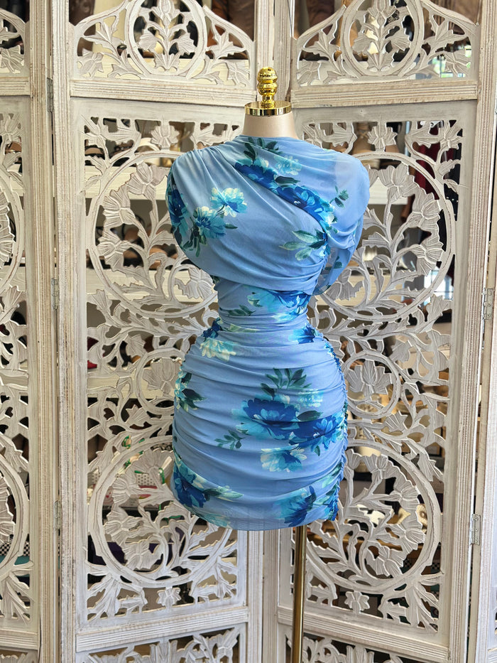 Shawl Floral Mini Dress -Stretchy, Estira