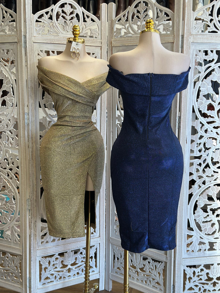 Shimmery Wrapped Cocktail Dress- Stretchy,Estira poco