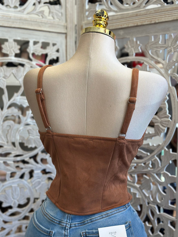Soft Brown Suede Top - Estira, Stretchy