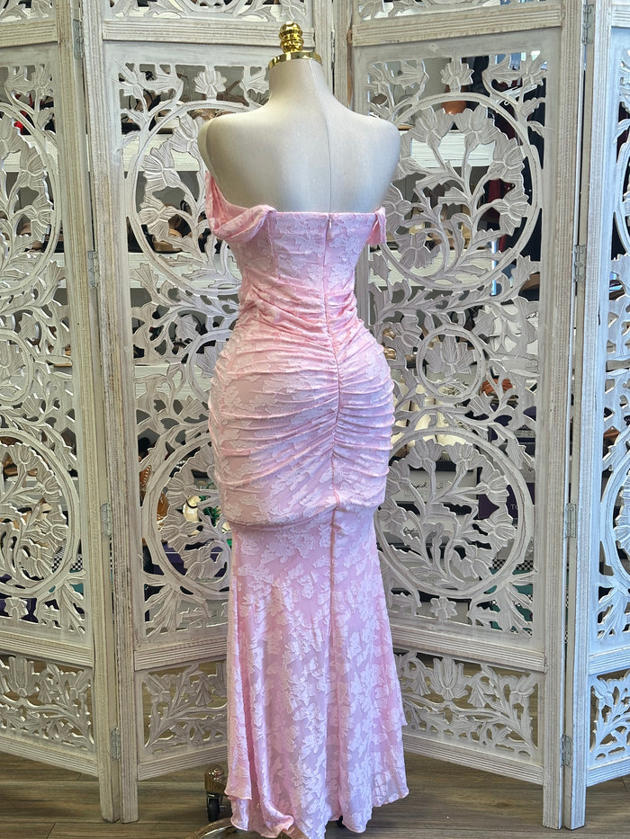 Soft Pink Corset Floral Dress- Estira, Stretchy