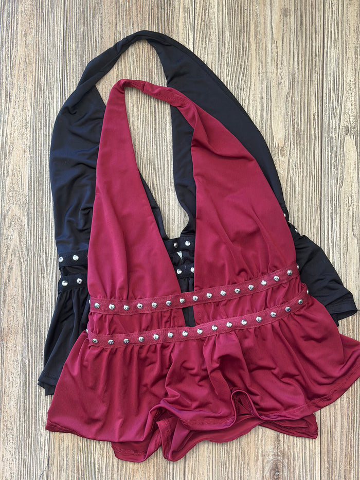 Split Studded Blouse- Estira, Stretchy