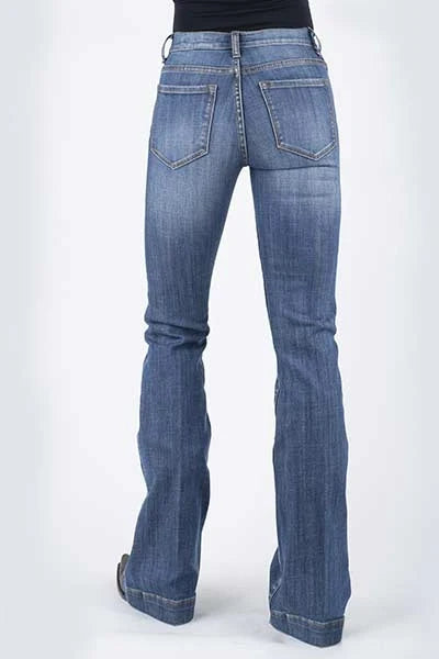 Stetson 921 High Waist Flare Fit Patch Pockets (Medium Wash) - Women's Jeans