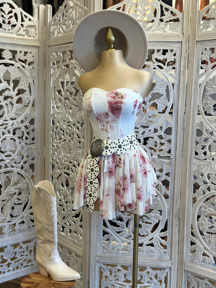 Strapless Corset Flor Mini Dress - Estira, Stretchy