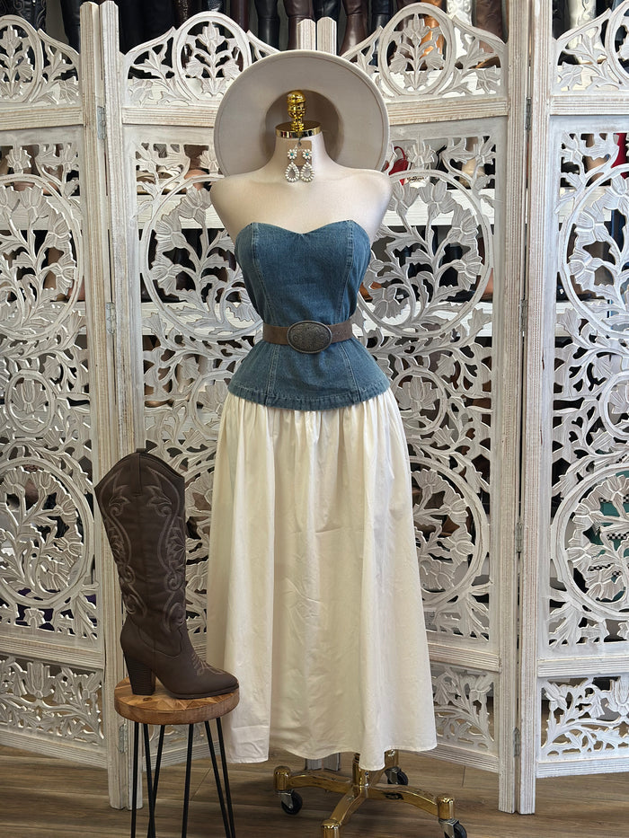 Strapless Denim Top Dress-Not Stretchy, No Estira
