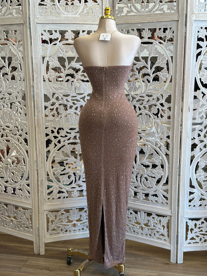 Strapless Embellished Curvy Dress- Stretchy, Estira