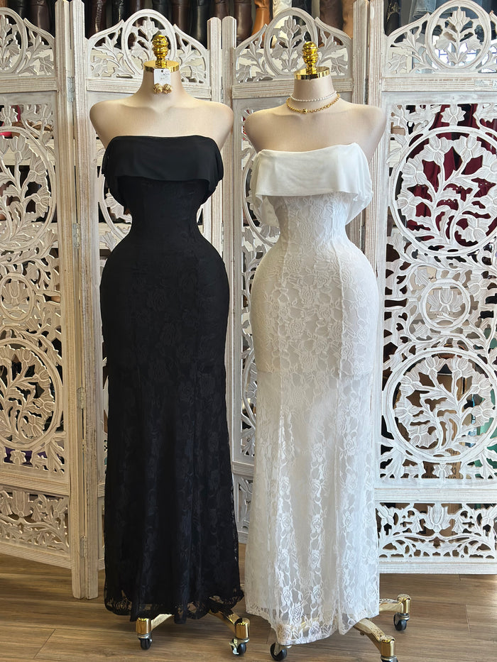 Strapless Full Lace Dress- Stretchy,Estira