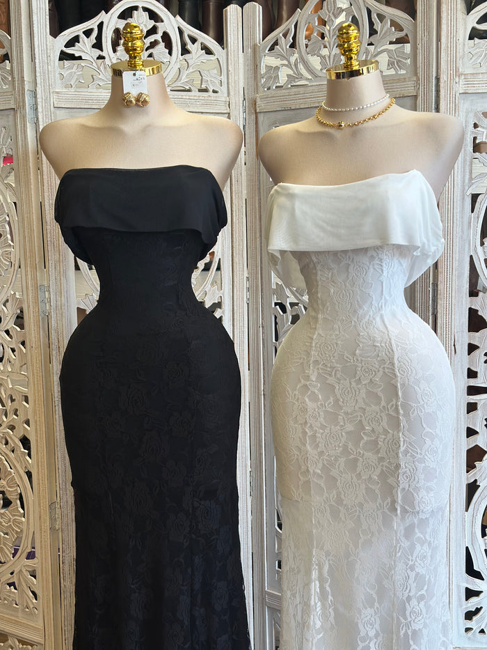 Strapless Full Lace Dress- Stretchy,Estira